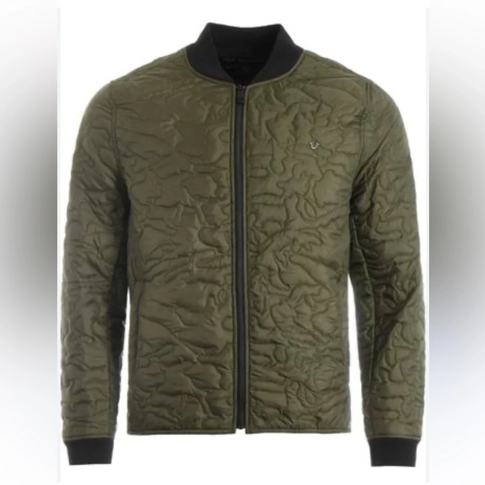NEW MENS TRUE RELIGION Green CAMO QUILTED LINER JACKET Sz XL